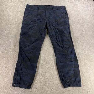 Sanctuary Cargo Pants Mens 31 Navy Blue Camo Ankle Zip Jogger Hipster